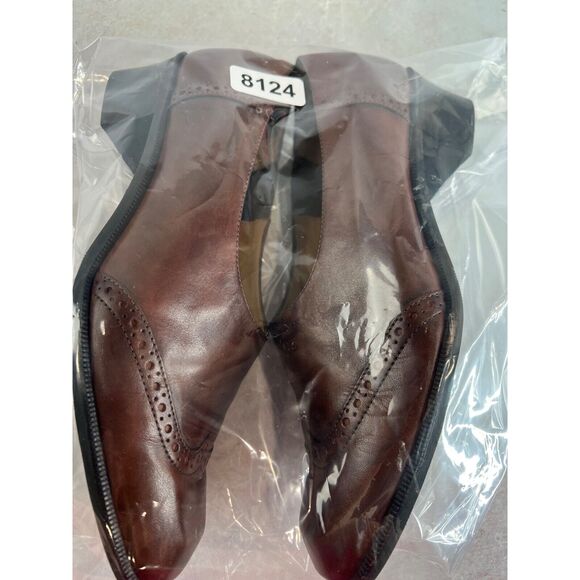 Vintage Unisa Brown Leather Brogue Slip-On Heels Classic Classy Capsule 80s 90s - Picture 8 of 11